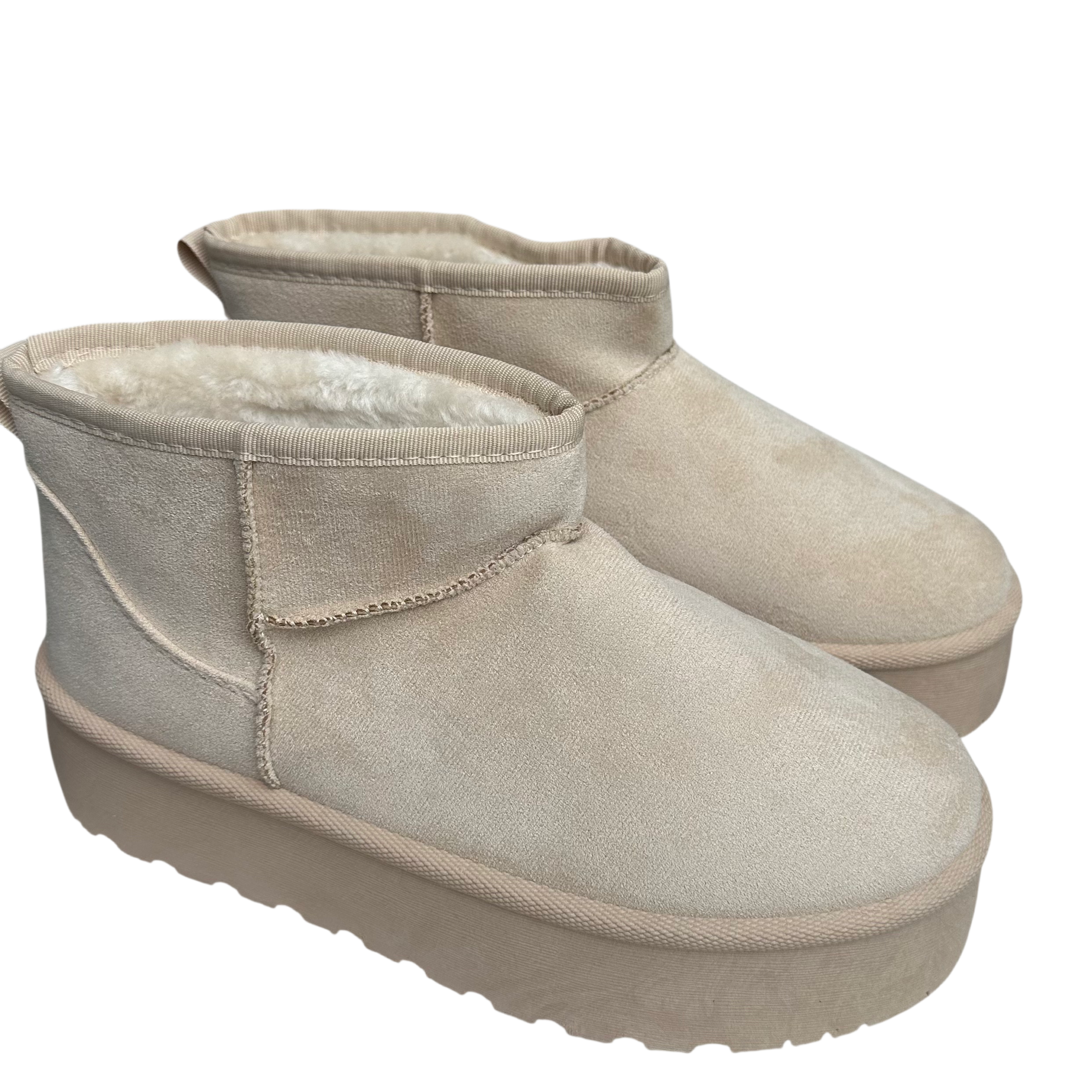Fluffy Boots Hoge Zool - Beige