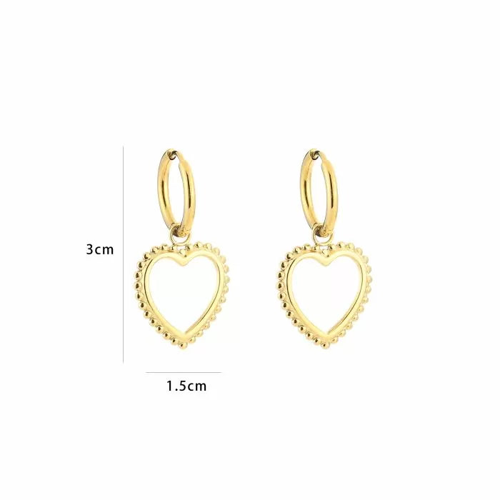 Dot Heart Earrings - Gold - Sieradenbycelin Sieradenbycelin Sieradenbycelin