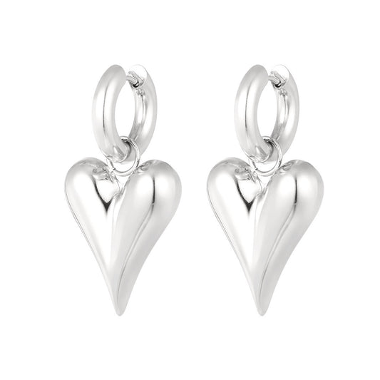 Tessa Heart Earrings - Silver
