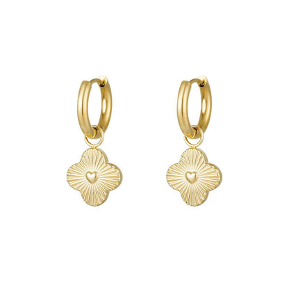 Heart Flower Earrings - Gold