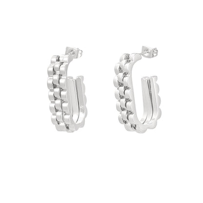 Chainy Figure Earrings - Silver