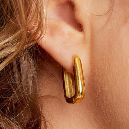 Rectangle Basic Earrings - Gold