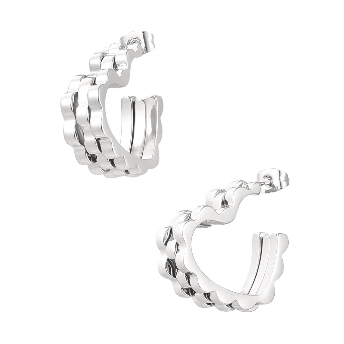 Chainy Heart Earrings - Silver