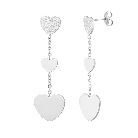Double The Love Earrings - Silver