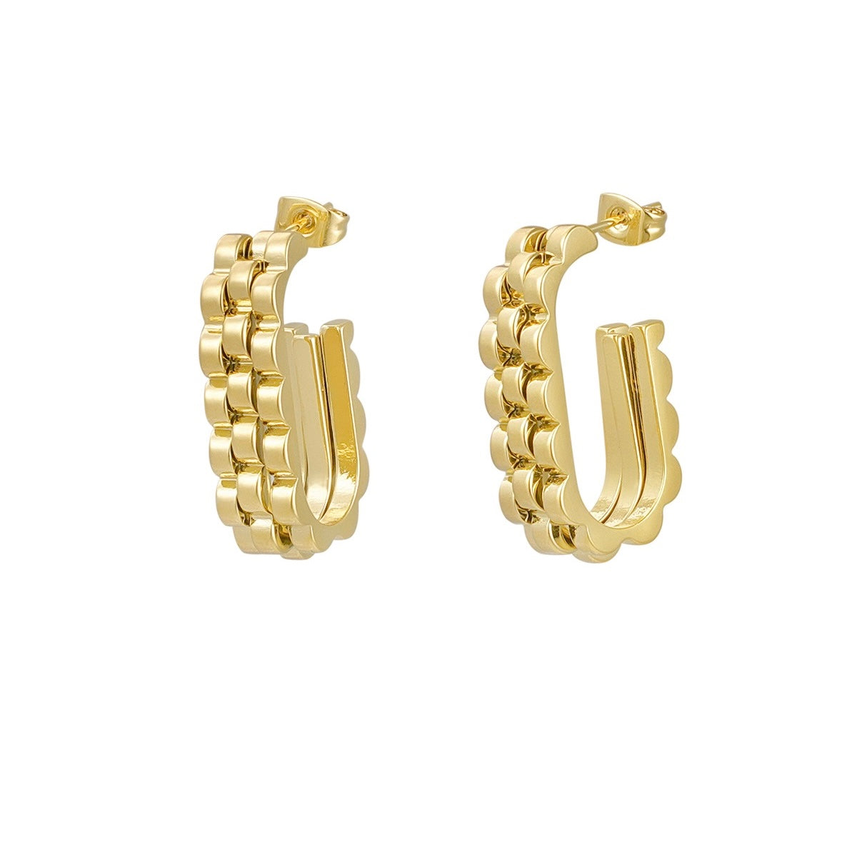 Chainy Figure Earrings - Gold