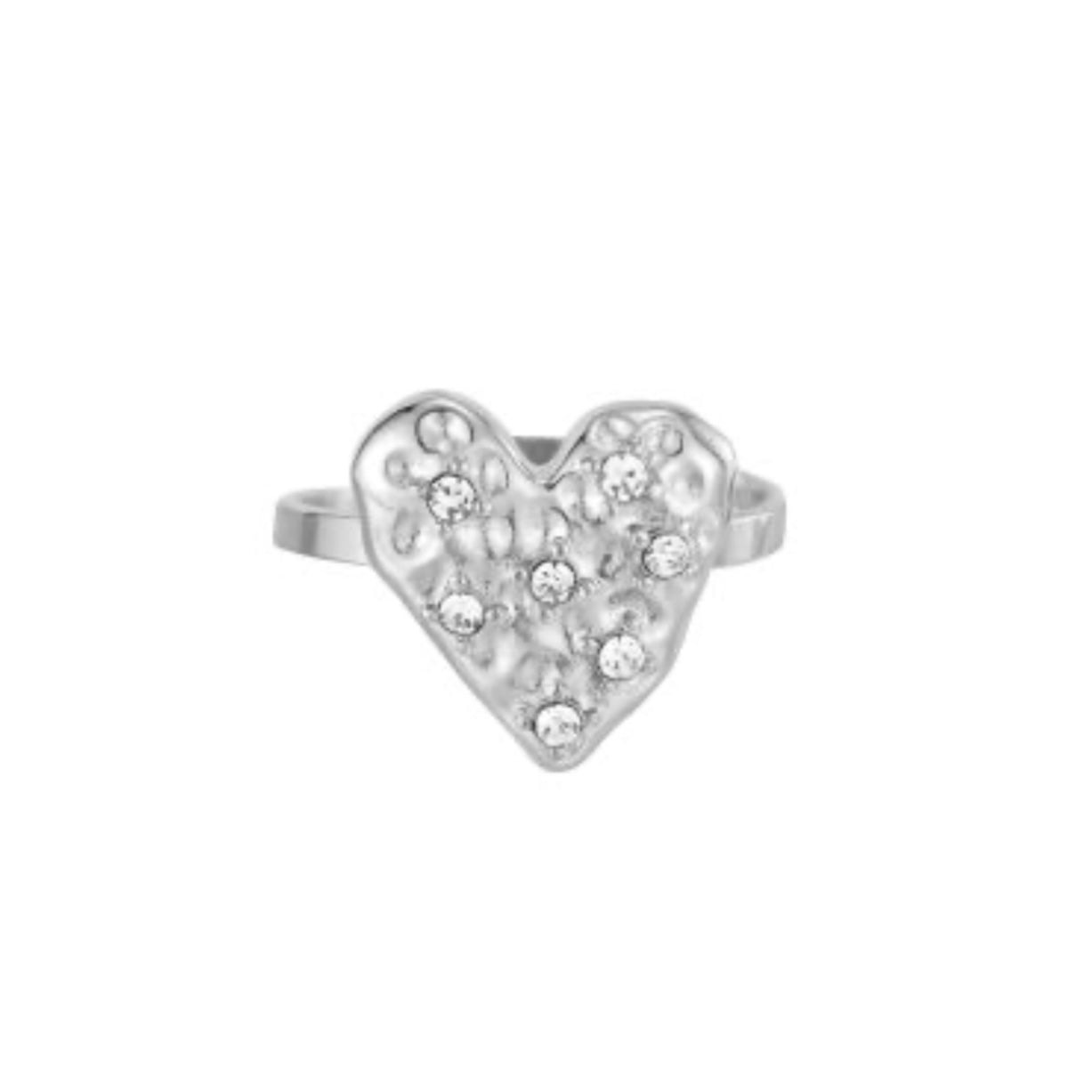 Diamond Heart Ring - Silver