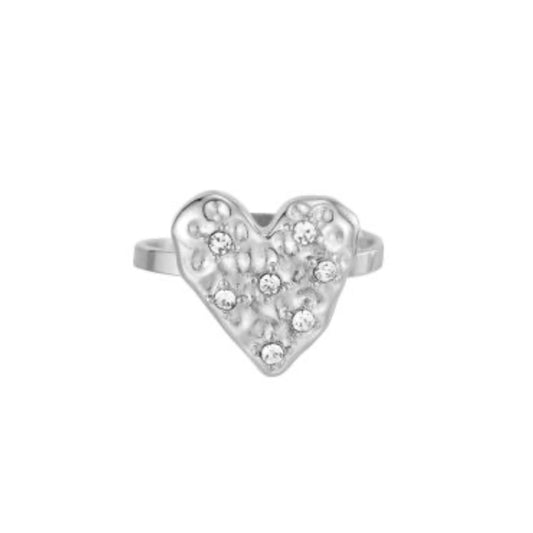 Diamond Heart Ring - Silver