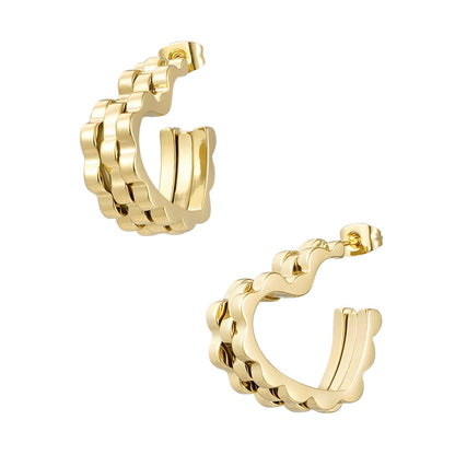 Chainy Heart Earrings - Gold