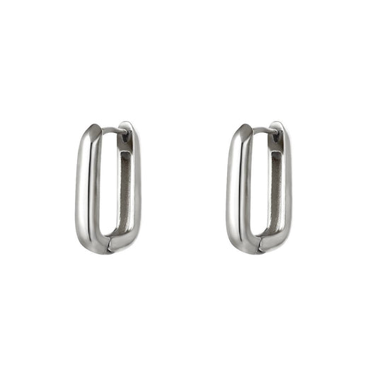 Rectangle Basic Earrings - Silver