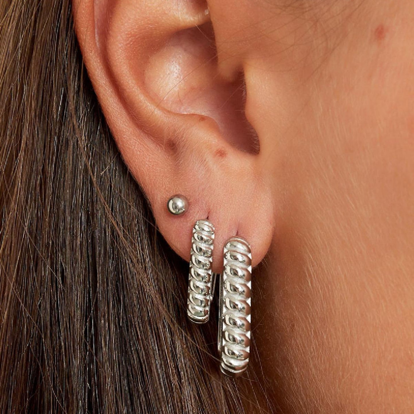 Rectangle Earrings - Silver