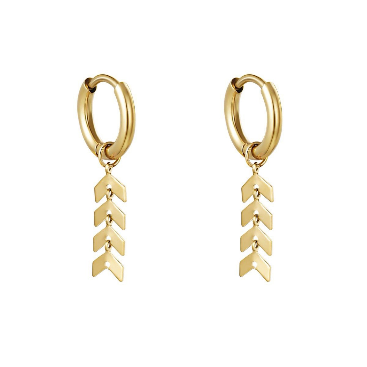 Fish Bone Earrings - Gold