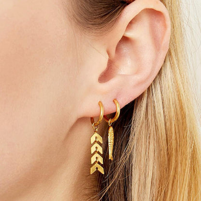 Fish Bone Earrings - Gold