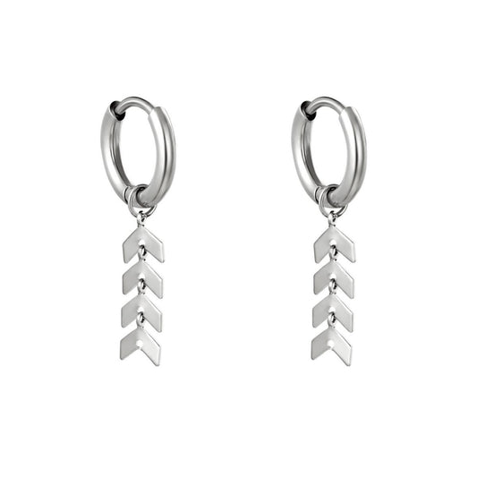 Fish Bone Earrings - Silver