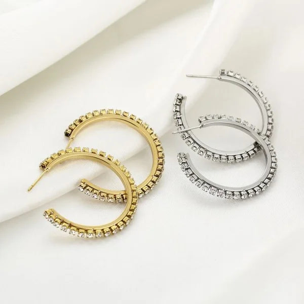 Strassy Earrings - Gold