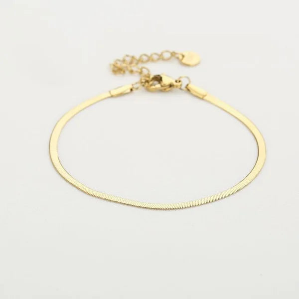 Flat Snake Bracelet - Gold - Sieradenbycelin Sieradenbycelin Sieradenbycelin