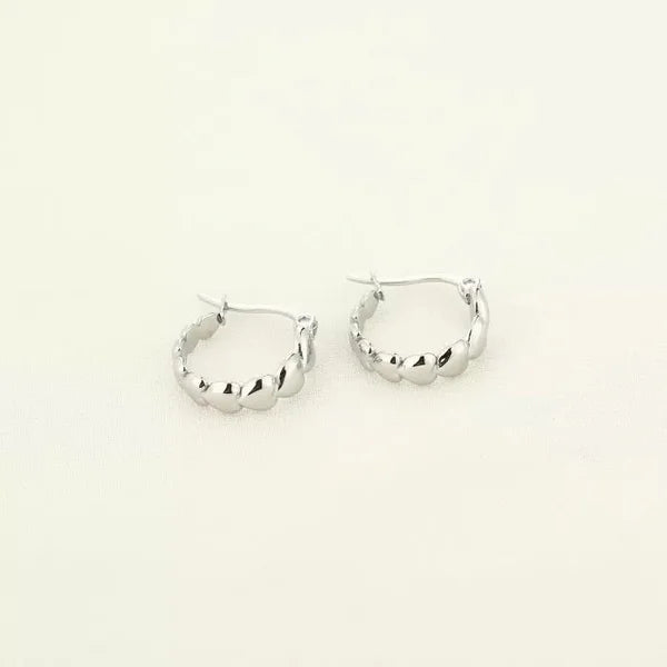 Mini Heart Earrings - Silver