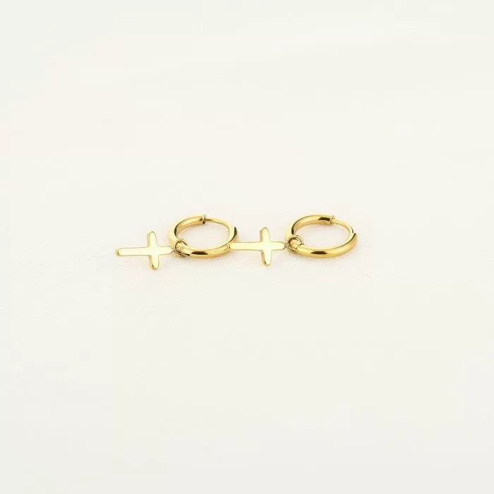 Basic Cross Earrings - Gold - Sieradenbycelin Sieradenbycelin Sieradenbycelin