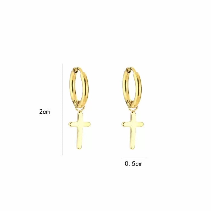 Basic Cross Earrings - Gold - Sieradenbycelin Sieradenbycelin Sieradenbycelin