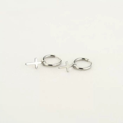 Basic Cross Earrings - Silver