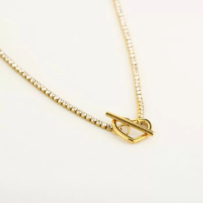 Zirkonia Heart Necklace - Gold