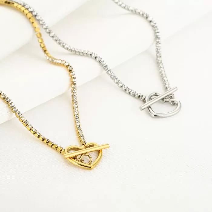 Zirkonia Heart Necklace - Gold