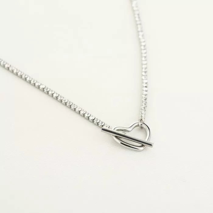 Zirkonia Heart Necklace - Silver