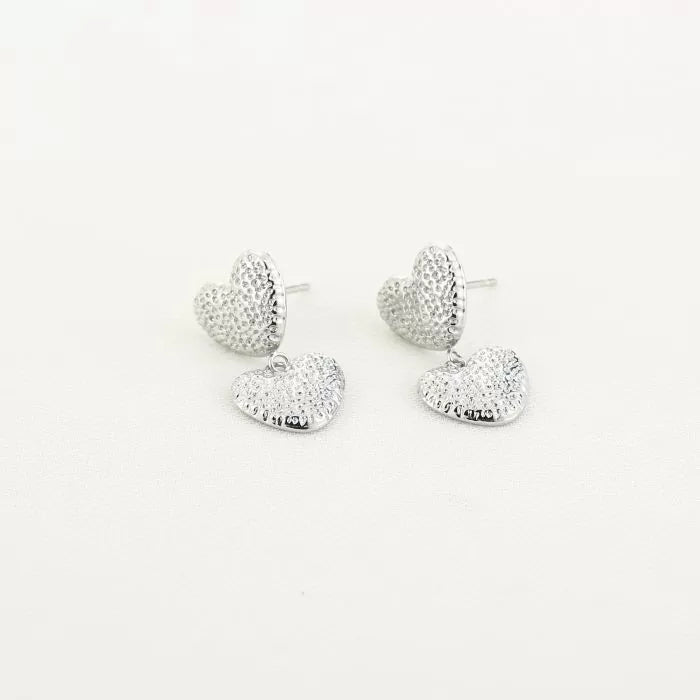 Dotted Heart Earrings - Silver