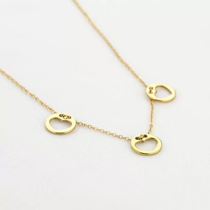 Three Open Heart Necklace - Gold