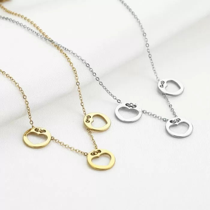 Three Open Heart Necklace - Silver