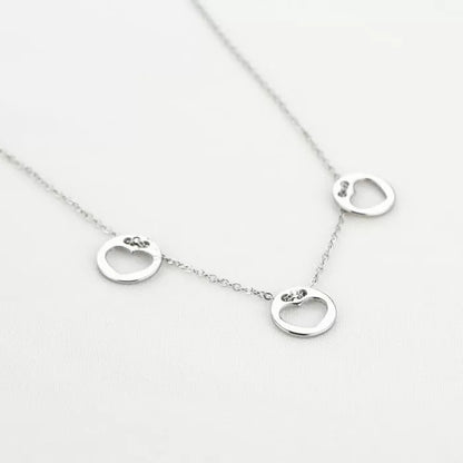 Three Open Heart Necklace - Silver