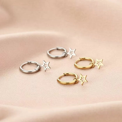 Basic Open Star Earrings - Silver