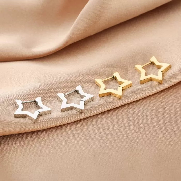 Star Shape Earrings - Silver