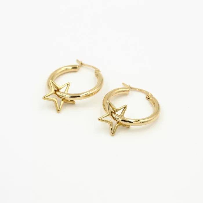 Open Star Earrings - Gold