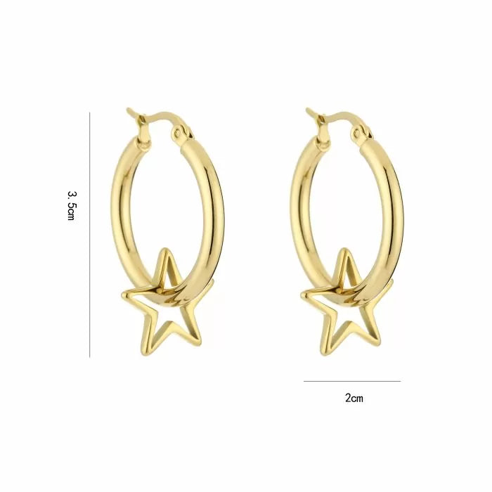 Open Star Earrings - Gold