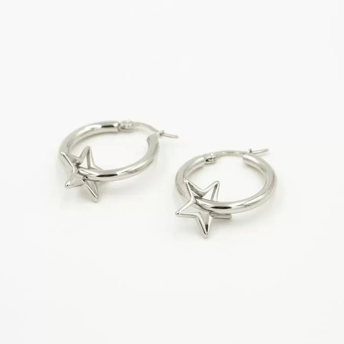 Open Star Earrings - Silver