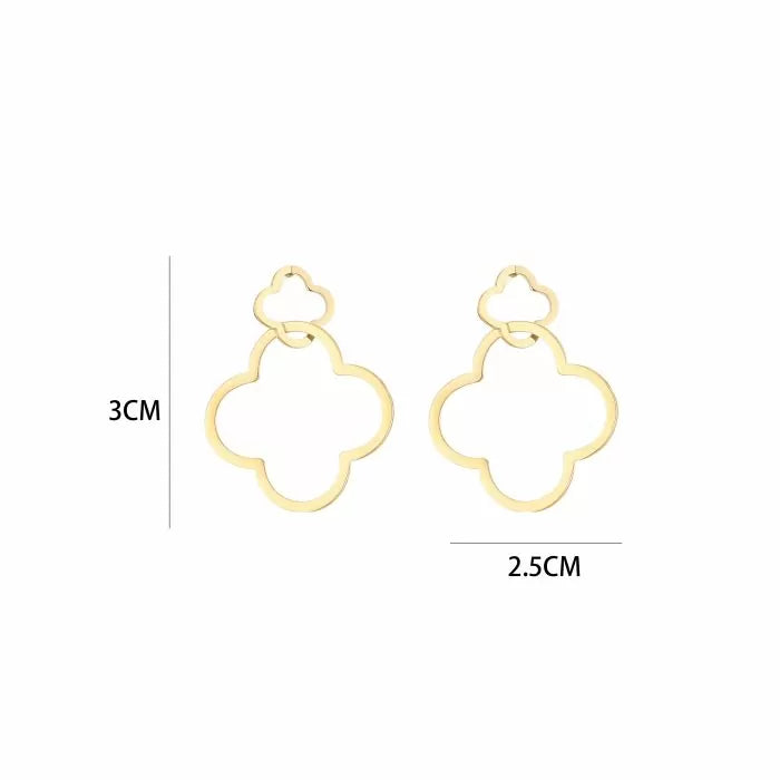 Double Clover Earrings - Gold - Sieradenbycelin Sieradenbycelin Sieradenbycelin