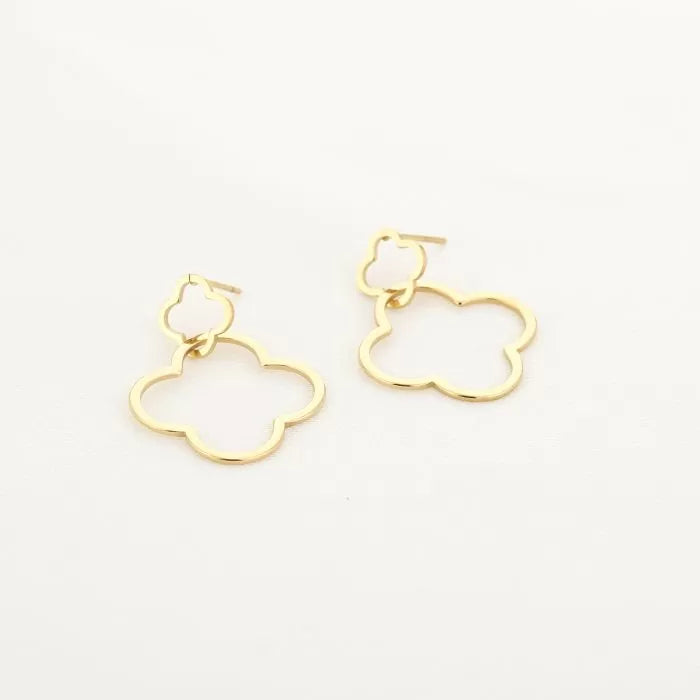 Double Clover Earrings - Gold - Sieradenbycelin Sieradenbycelin Sieradenbycelin