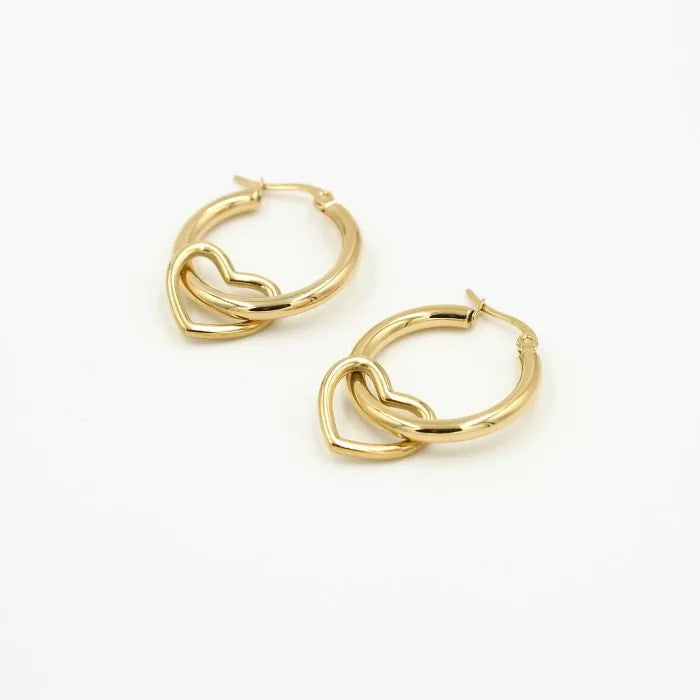 Open Heart Earrings - Gold