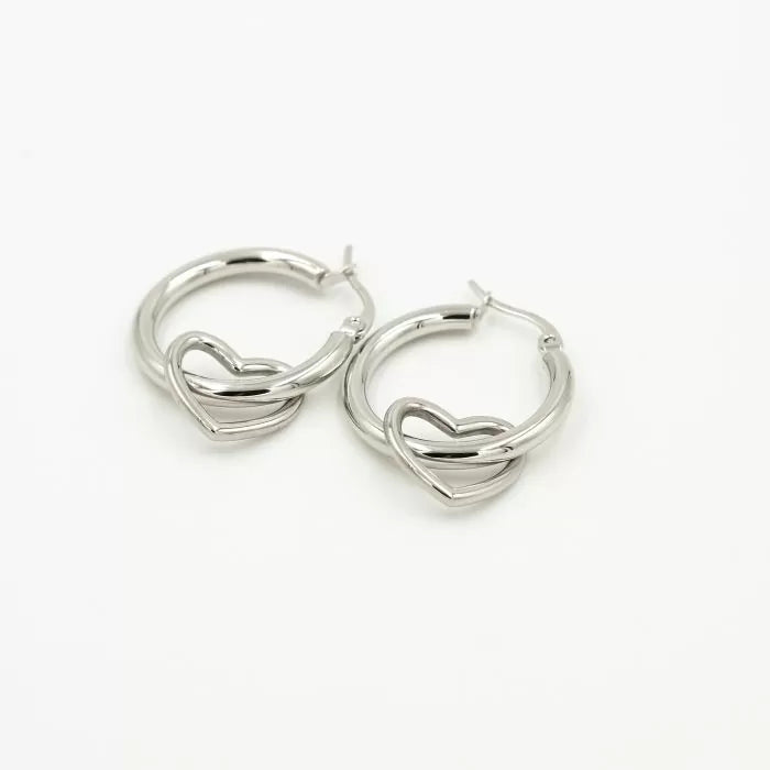 Open Heart Earrings - Silver