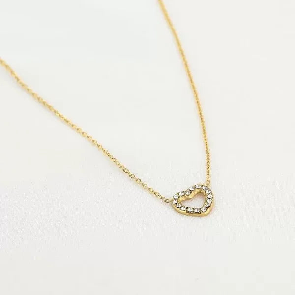 Renske Heart Strass Necklace - Gold