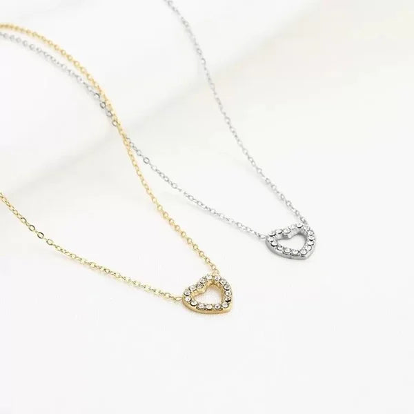 Renske Heart Strass Necklace - Gold