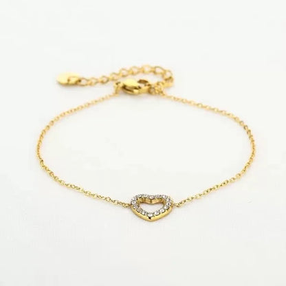Renske Heart Strass Bracelet - Gold