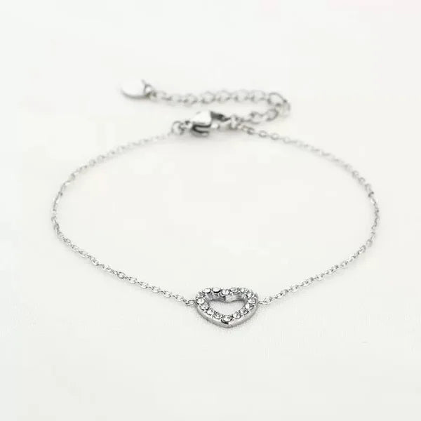 Renske Heart Strass Bracelet - Silver