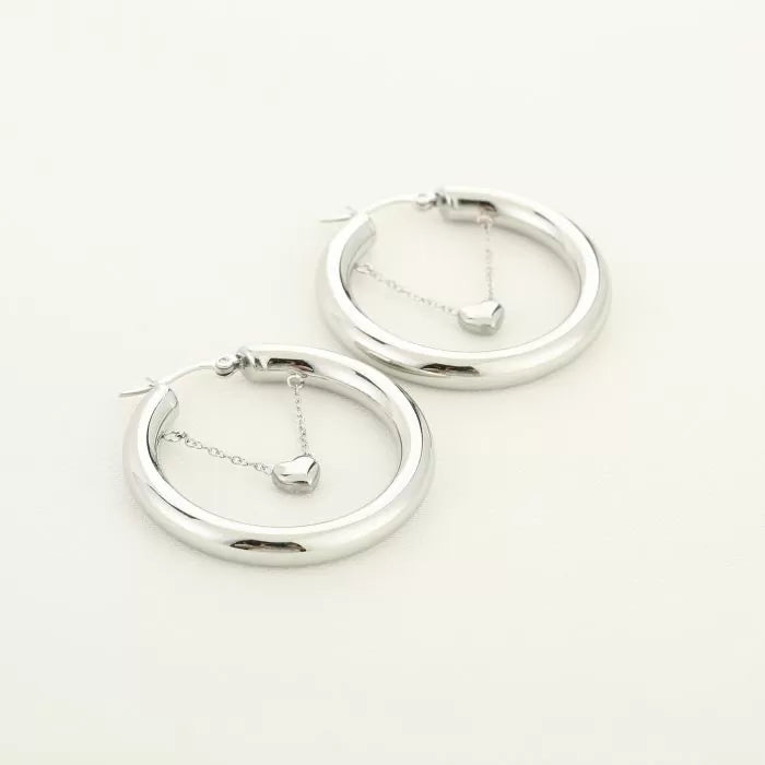 Hoop With Heart Earrings - Silver - Sieradenbycelin Sieradenbycelin Sieradenbycelin