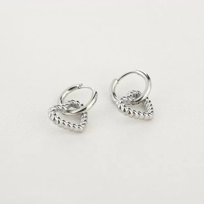 Rotate Heart Earrings - Silver