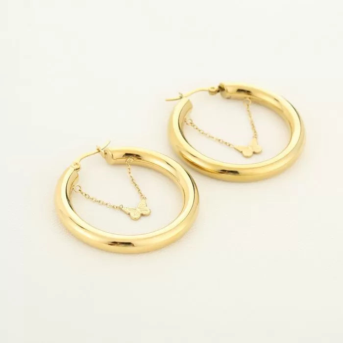 Hoop With Butterfly Earrings - Gold - Sieradenbycelin Sieradenbycelin Sieradenbycelin