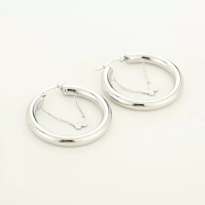 Hoop With Butterfly Earrings - Silver - Sieradenbycelin Sieradenbycelin Sieradenbycelin