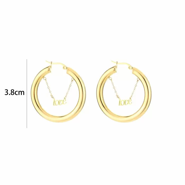 Hoop With Love Earrings - Gold
