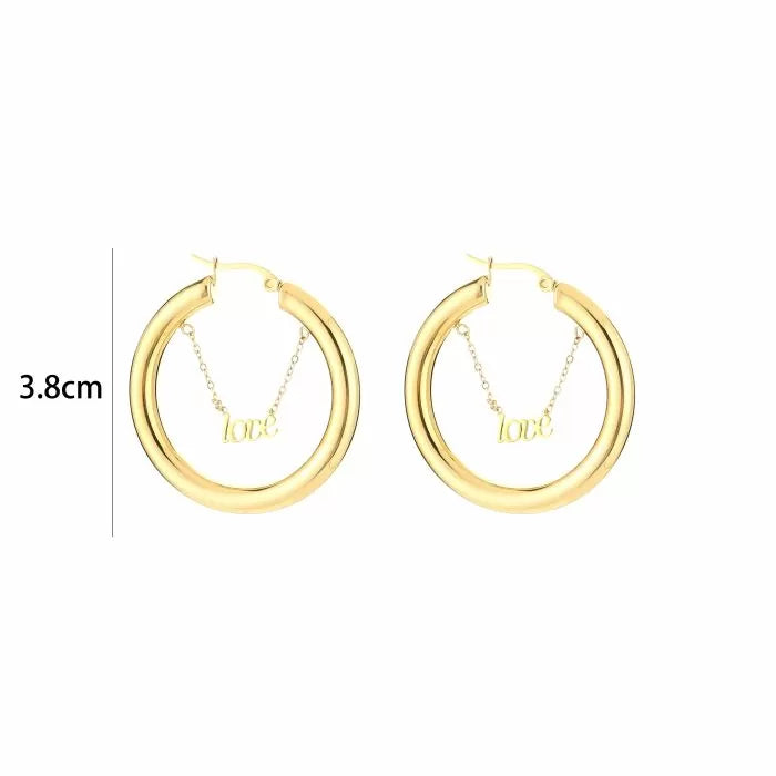 Hoop With Love Earrings - Gold - Sieradenbycelin Sieradenbycelin Sieradenbycelin