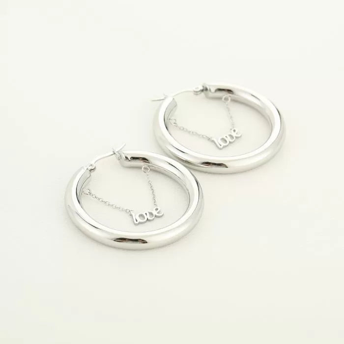 Hoop With Love Earrings - Silver - Sieradenbycelin Sieradenbycelin Sieradenbycelin